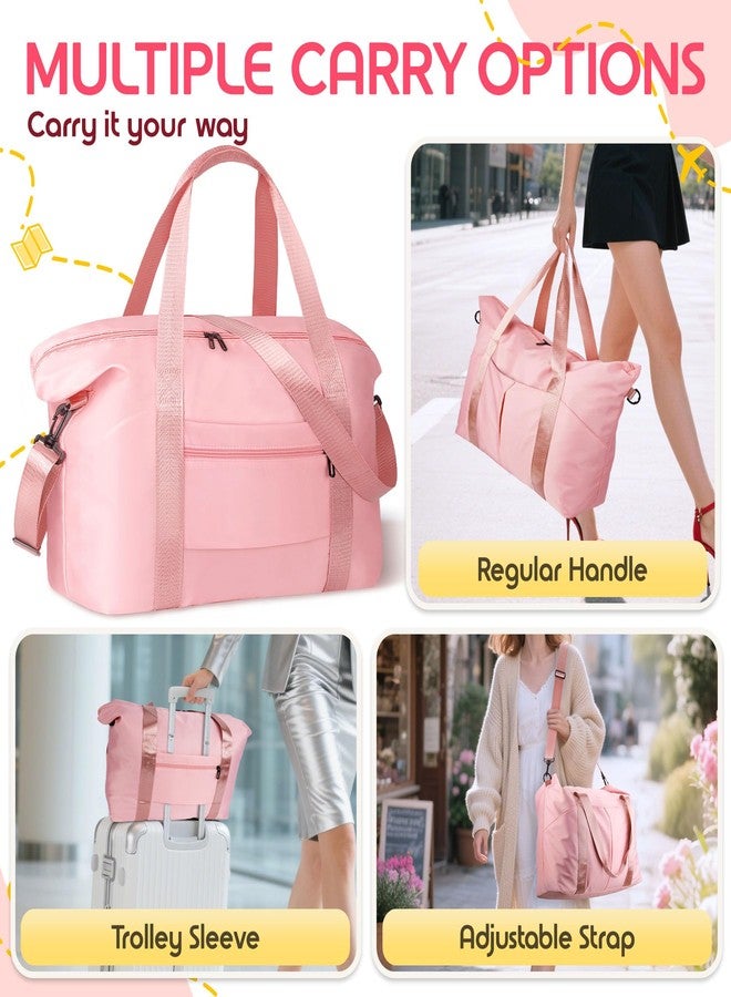 Magimack Duffle Bag for Travel, Carry-on Travel Bag with Trolley Sleeve, Sport Gym Bag for Women, Overnight Bag for Men, Hospital Bag for Labor and Delivery (Pink) - Image 5